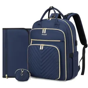 LOVEVOOK quilted navy blue diaper bag backpack with USB port