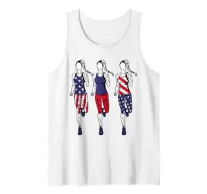 Women's patriotic running tank top with USA flag design