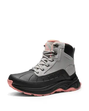NORTIV 8 Women's Waterproof Hiking Boot in light grey and pink