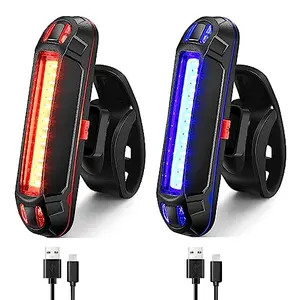YUERWOVER tail light with red and blue LEDs mounted on bicycle seatpost