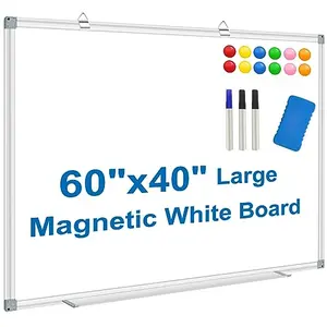 Max-officoo 60x40 magnetic dry erase board with aluminum frame and marker tray