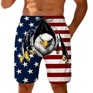 Heucapc Men's American Flag Eagle Swim Trunks with Mesh Lining
