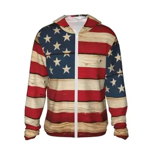 MZERSE Women's UPF 50+ Sun Protection Hoodie Jacket with American Flag