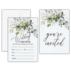 KFNER greenery engagement invitations with eucalyptus design