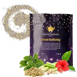 Luna Lullaby Sleep Tea, organic loose leaf herbal blend with chamomile, valerian root, and peppermint, 8 oz resealable bag