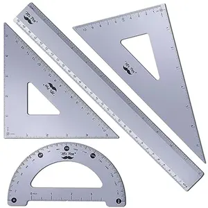 Mr. Pen metal geometry kit 4 pack with ruler, triangles, and protractor