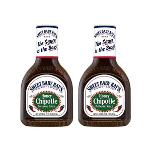 Sweet Baby Ray's Honey Chipotle Barbecue Sauce 2-pack with grilled burgers and smokey setting
