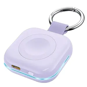 HUOTO portable Apple Watch charger power bank with keychain, purple color