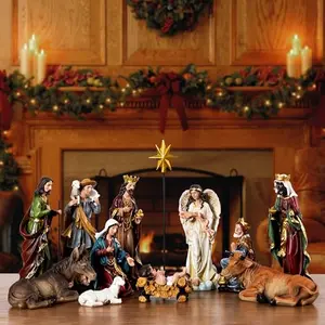 Famyards resin nativity set with 13 pieces including stable