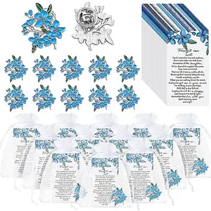 Sasylvia 90-set memorial pin and card kit with forget-me-not design on a patriotic background