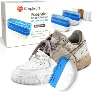 Simple Life shoe cleaner kit with foam brush and microfiber towel