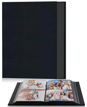 Popotop black linen photo album with 4x6 photos in pockets
