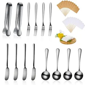 Patelai 14-piece stainless steel charcuterie utensil set with knives, tongs, forks