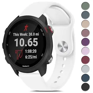 White silicone band with aluminum buckle for Garmin Forerunner 245
