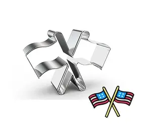 Stainless steel crossed American flags cookie cutter by WJSYSHOP