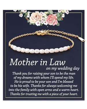 Tarsus pearl bracelet for mother of the groom with gift card