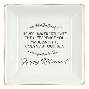 Ceramic retirement ring dish with inspirational quote by Homlouue