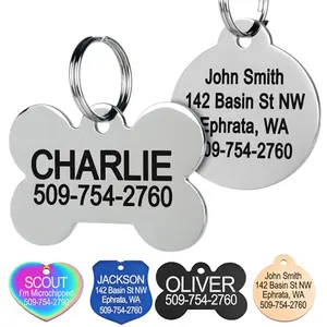 GoTags stainless steel bone‑shaped pet ID tag with laser engraving