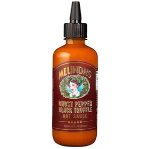 Melinda's ghost pepper black truffle hot sauce bottle