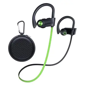 JOYWISE Wireless Earbuds in green with earhooks and charging case