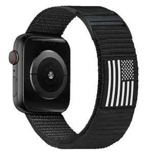 DMSE black USA flag nylon band for Apple Watch