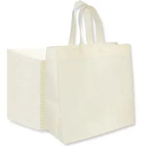 Cream-colored reusable tote bag made of recycled material