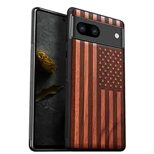 Carveit wood case with laser engraved American flag on Google Pixel 8