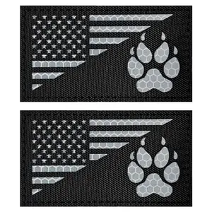 ZESION reflective American flag patches with dog paw
