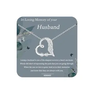Sereney Sterling Silver Angel Wing Infinity Heart Pendant Necklace for Military Widow Sympathy Gift