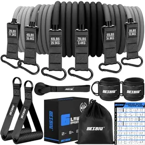 BesBiu 300lbs heavy duty resistance bands with handles and ankle straps