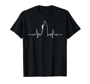 Cool Rock Climbing Art T-Shirt with heartbeat mountain design