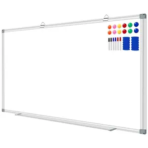 H-Qprobd 72x48 magnetic dry erase board with long pen tray mounted on wall