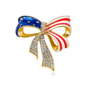 Dtja bowknot flag brooch on lapel