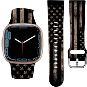 ANDRIU camo American flag Fitbit band with vibrant print on Versa 4