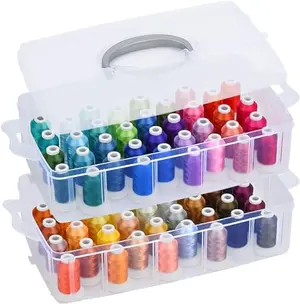 Simthread 80 Colors Thread Kit in stackable clear plastic storage box