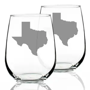 Bevvee set of 2 Texas state outline stemless wine glasses