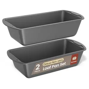 BAKKENMASTER Loaf Pan Set 2-Piece deluxe nonstick carbon steel gray