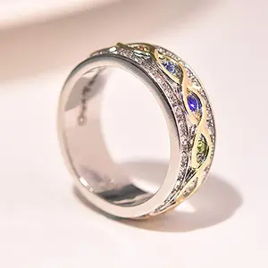 HUKQBUNX sterling silver ring with red sapphire and cubic zirconia