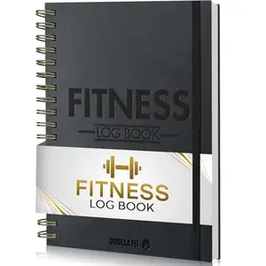 Gorilla Fit black leather-feel workout journal