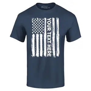 Shop4Ever custom text t-shirt with American flag graphic and personalized company name printed below