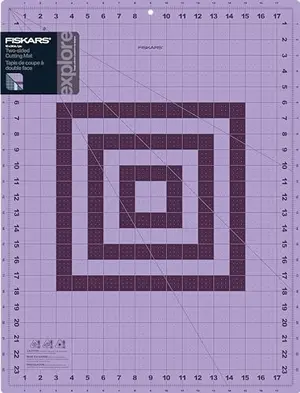 Fiskars self healing cutting mat with grid, lilac and mountain haze color, 18x24 inches