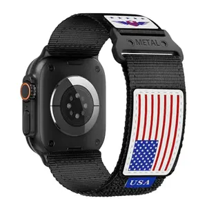 BXUXOHS rugged nylon American flag Apple Watch band in tactical style