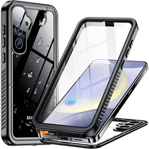 Temdan waterproof case for Samsung Galaxy S24 with built-in screen protector in black