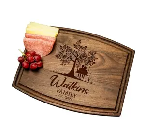 Silveroy small personalized cutting board with eco-friendly wood finish on a white background
