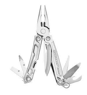Leatherman Bolster multitool with knife blade open and lanyard attached