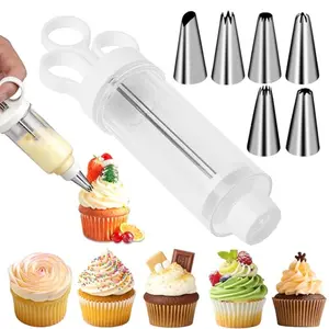 Suuker cake decorating gun with 6 small piping tips