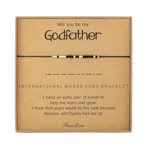 RareLove Morse Code beaded bracelet spelling 'Godfather' with tinseed beads