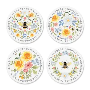 Colorful Images Bee Kind round return address labels, 144-count