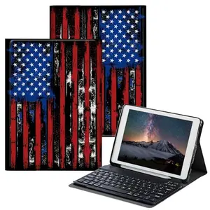 Classic American flag design iPad keyboard case with detachable keyboard and adjustable stand for iPad 10th generation