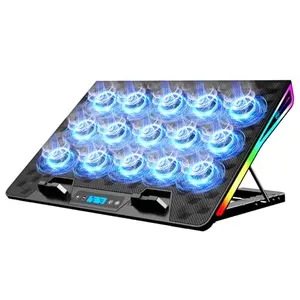 KeiBn laptop cooling pad with 15 RGB fans and LCD display